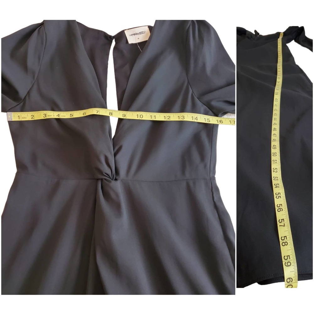 VESTIQUE Speak Easy Black Knotted V Neck Dressy Jumpsuit Women's Size Me… - Picture 12 of 15